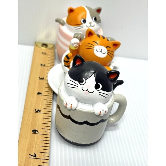 Ganz Teacup Cat Figurines 3pc Set Ceramic Kitten Collectible Home Decor Gift NEW - Picture 7 of 9